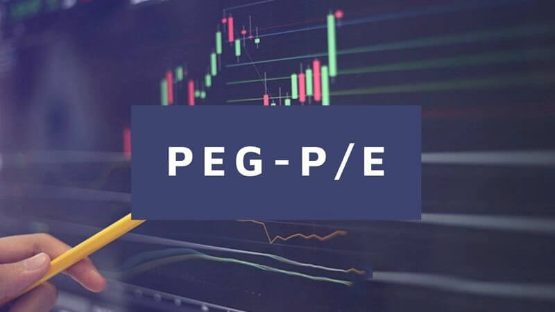Biểu đồ thị trường tài chính với chữ "PEG-P/E".