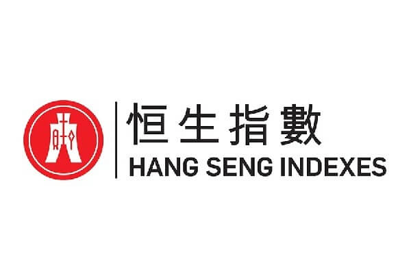 Logo của Hang Seng Indexes với biểu tượng màu đỏ và chữ tiếng Trung cùng tiếng Anh.
