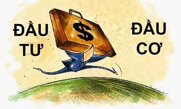 Hình vẽ một người chạy, mang cặp có ký hiệu đô la, với chữ "Đầu Tư" và "Đầu Cơ" hai bên.