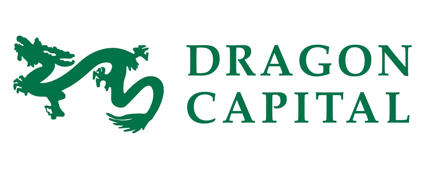 Hình ảnh logo màu xanh lá cây với hình con rồng bên trái và chữ "DRAGON CAPITAL" bên phải.
