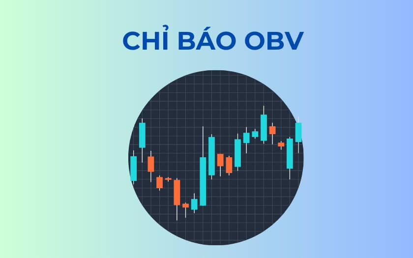Biểu đồ nến với các cột màu xanh và cam trên nền lưới, có chữ "Chỉ báo OBV" phía trên.