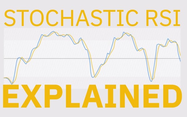 Biểu đồ đường với dòng chữ "Stochastic RSI Explained" trên nền xám.