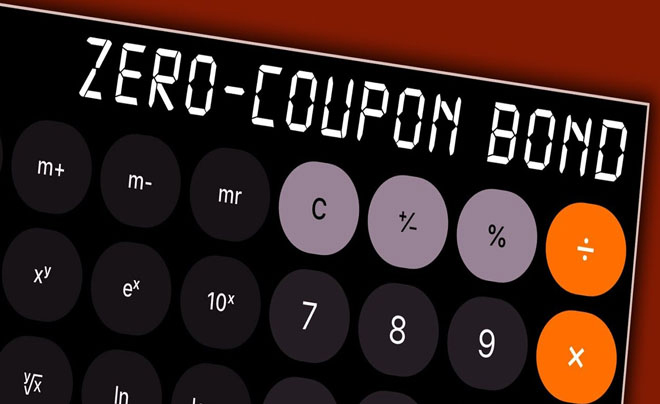 Hình ảnh máy tính với dòng chữ "Zero-Coupon Bond" trên màn hình.