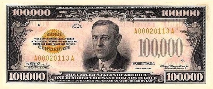 100 000 USD la to dollar co gia tri cao nhat lich su