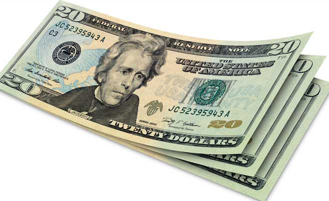 Hình ảnh tờ tiền giấy 20 USD của Mỹ