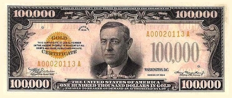 Dong Do La My menh gia cao nhat la 100 000 USD